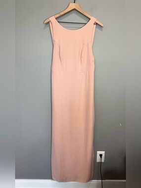 Truth & Fable Satin A-Line Maxi Dress Open Tie Back Blush Pink Size Medium